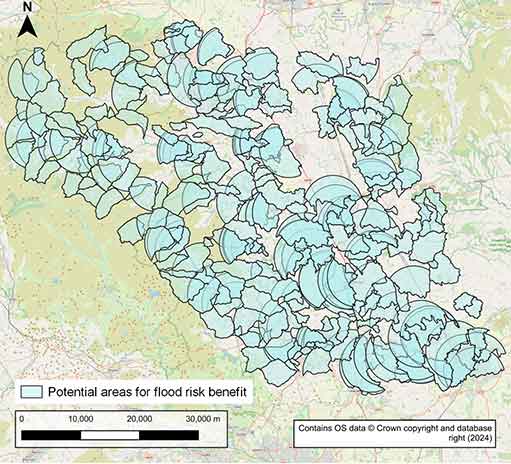 An example of potential flood benefit areas, mapped by Ousewem’s arsenal of tools and innovations. At the heart of Ousewm’s endeavour lies catchment scale hydrological and hydraulic modelling, providing a holist