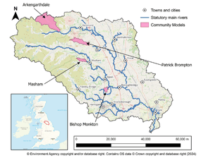 map of Yorkshire’s SUNO catchment highlighting areas where community models have been developed